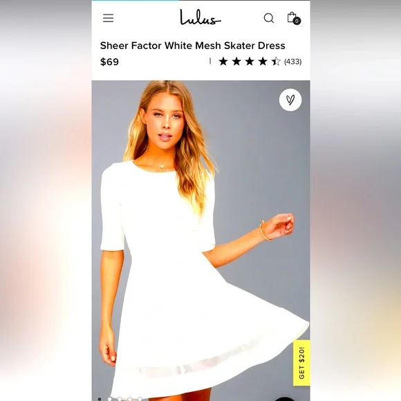 Sheet Factor White Mesh Skater Dress. Size L. New with tags.